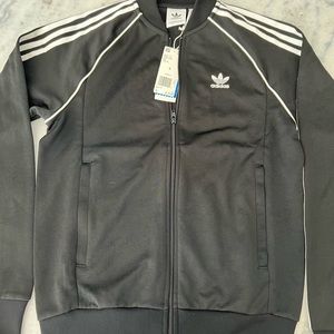 Size Small black with white stripes Adidas Zip up Jacket